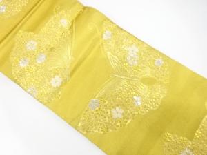 蝶に小花模様織り出し　袋帯